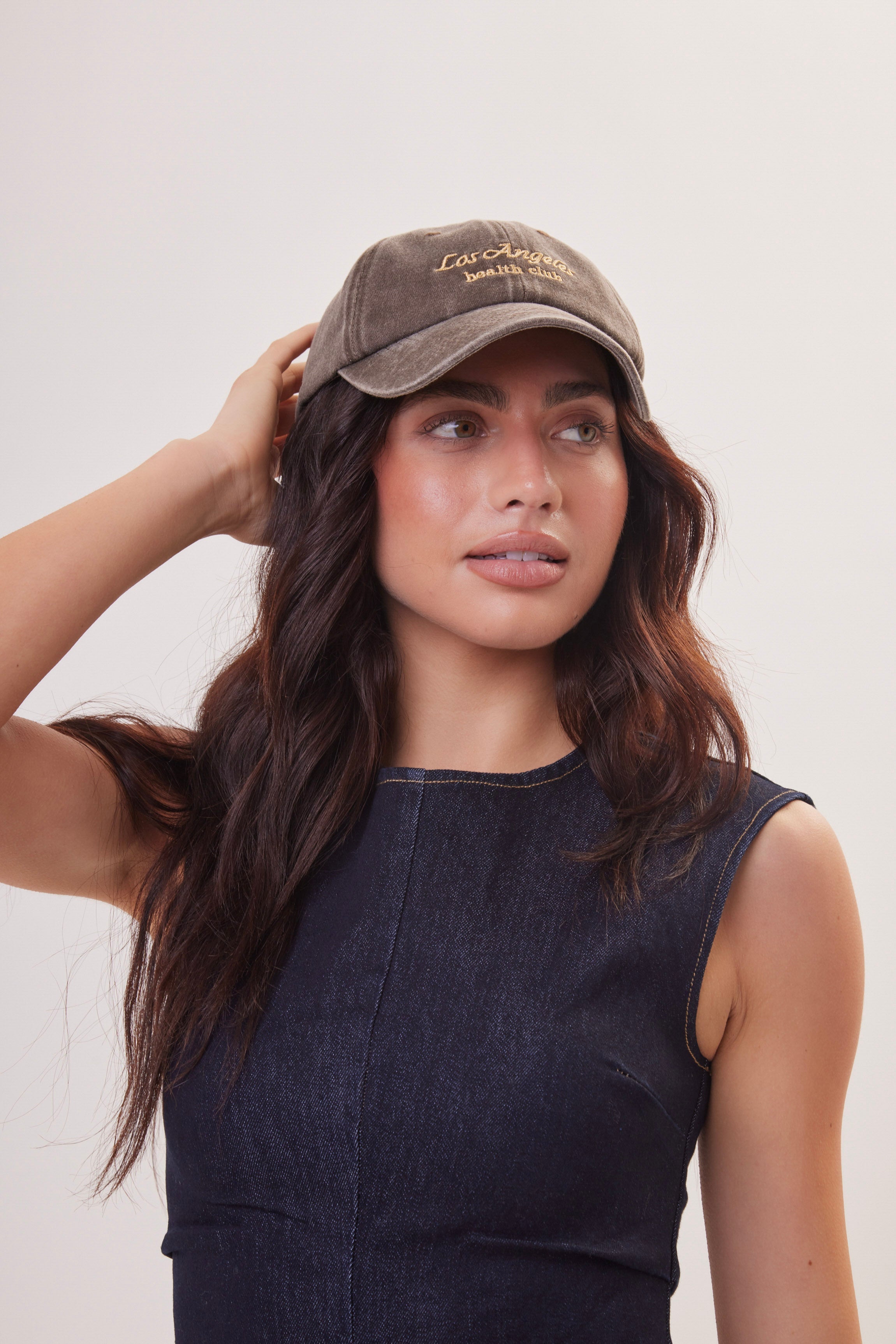 Los Angeles Health Club Baseball Cap in Washed Brown - Baseball Cap - My Accessories London