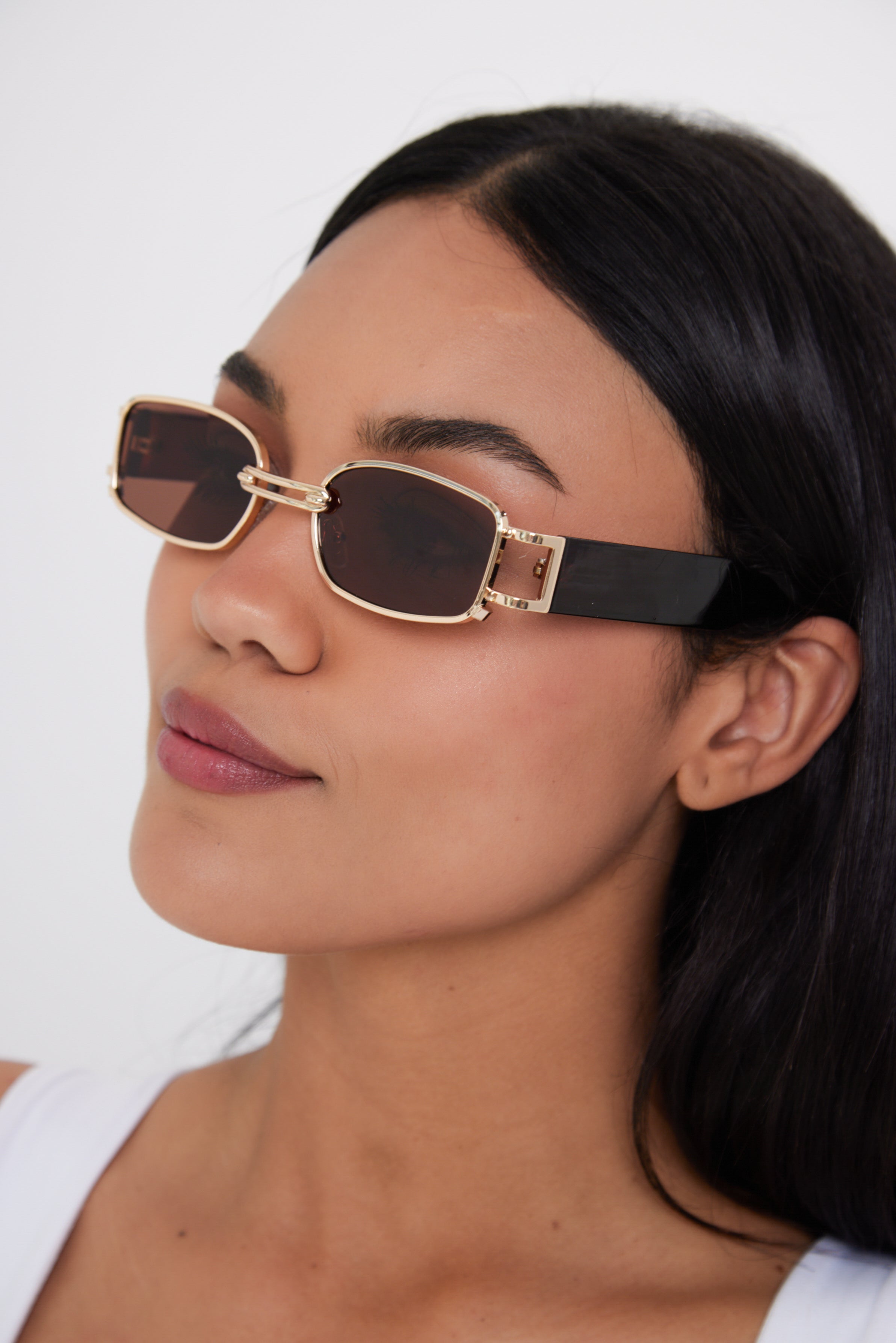 Metal Frame Oval Sunglasses in Brown and Gold - Sunglasses - My Accessories London
