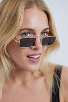 Metal Frame Rectangle Sunglasses in Gold - Sunglasses - My Accessories London