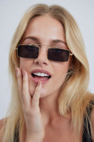 Metal Frame Rectangle Sunglasses in Gold - Sunglasses - My Accessories London