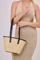 Mini Straw Basket Bag in Natural and Black - Tote Bag - My Accessories London