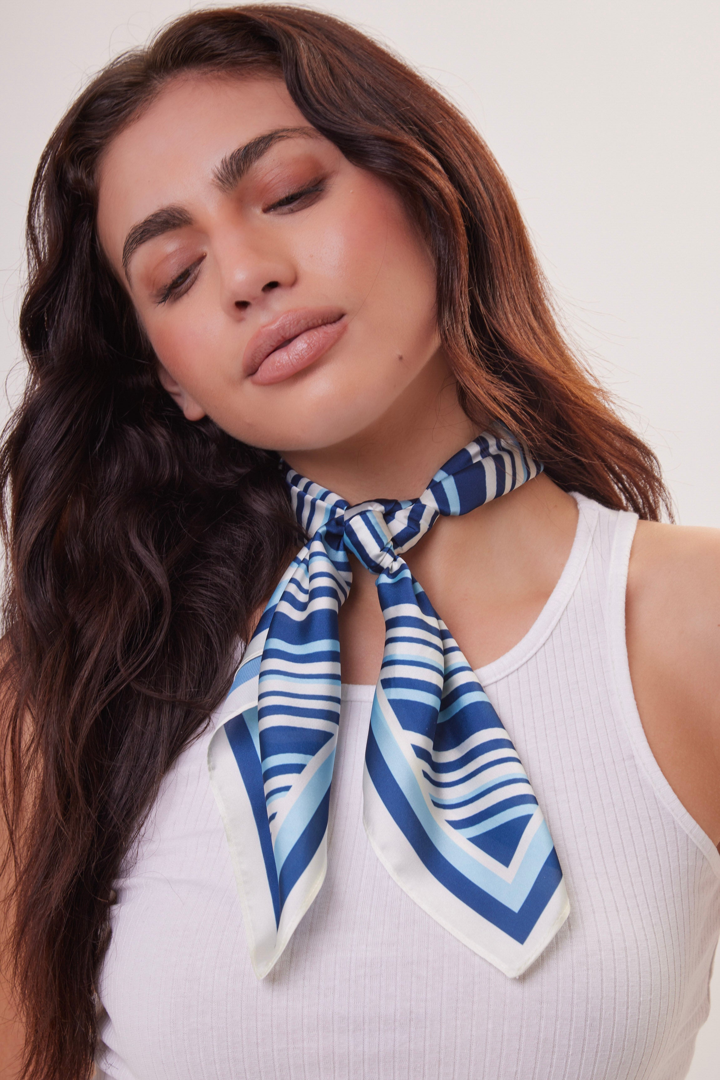 Nautical Striped Neck Tie in Blue and Cream - Neck Tie - My Accessories London