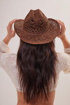 Open Weave Straw Cowboy Hat in Dark Brown - Cowboy Hat - My Accessories London