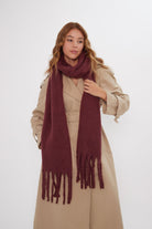 Oversized Chunky Blanket Scarf in Burgundy - Scarves - My Accessories London