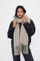 Oversized Chunky Blanket Scarf in Taupe Grey - Scarves - My Accessories London