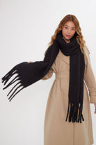 Oversized Chunky Soft Blanket Scarf in Black - Scarves - My Accessories London
