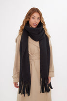 Oversized Chunky Soft Blanket Scarf in Black - Scarves - My Accessories London