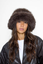 Oversized Fluffy Fur Bucket Hat in Dark Brown - Bucket Hat - My Accessories London