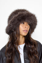 Oversized Fluffy Fur Bucket Hat in Dark Brown - Bucket Hat - My Accessories London