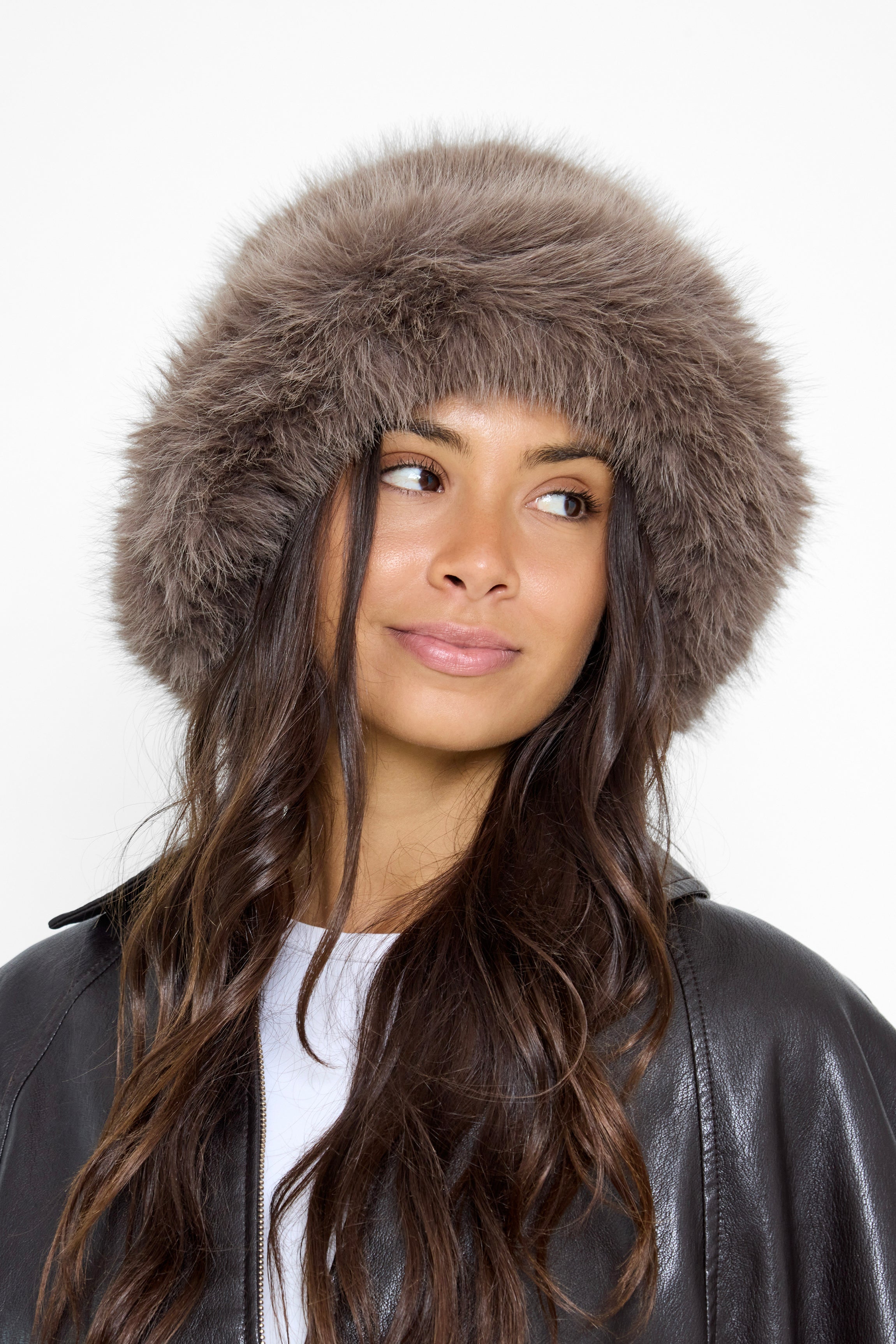 Oversized Fluffy Fur Bucket Hat in Taupe - Bucket Hat - My Accessories London