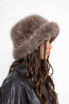 Oversized Fluffy Fur Bucket Hat in Taupe - Bucket Hat - My Accessories London