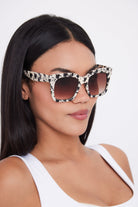Oversized Square Sunglasses in Black and White Tortoiseshell - Sunglasses - My Accessories London
