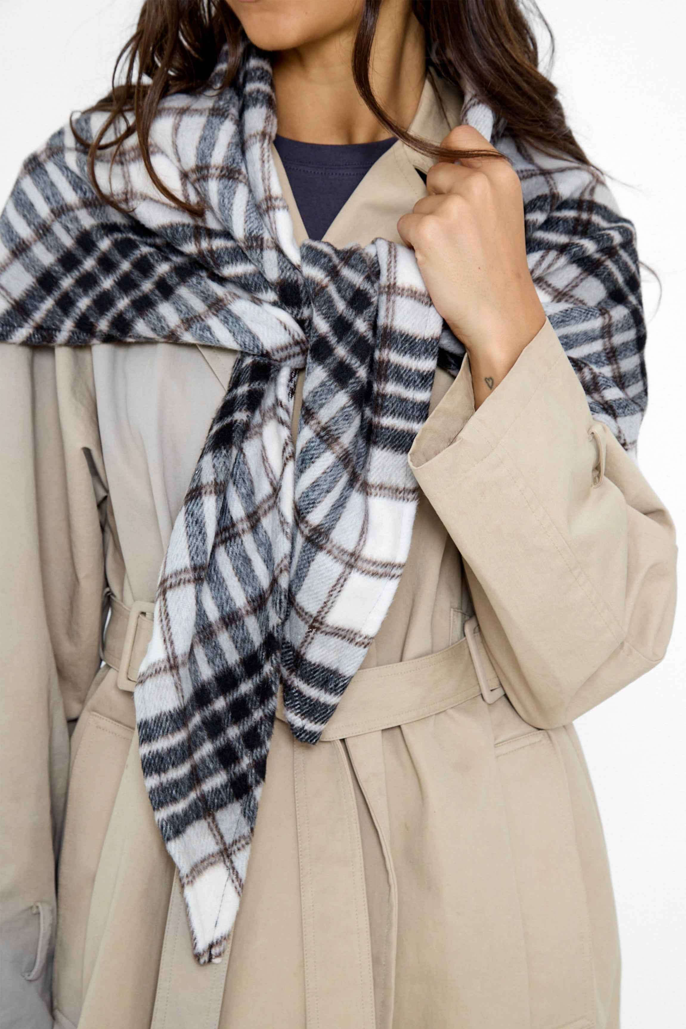 Oversized Triangle Scarf in Check - Triangle Scarf - My Accessories London