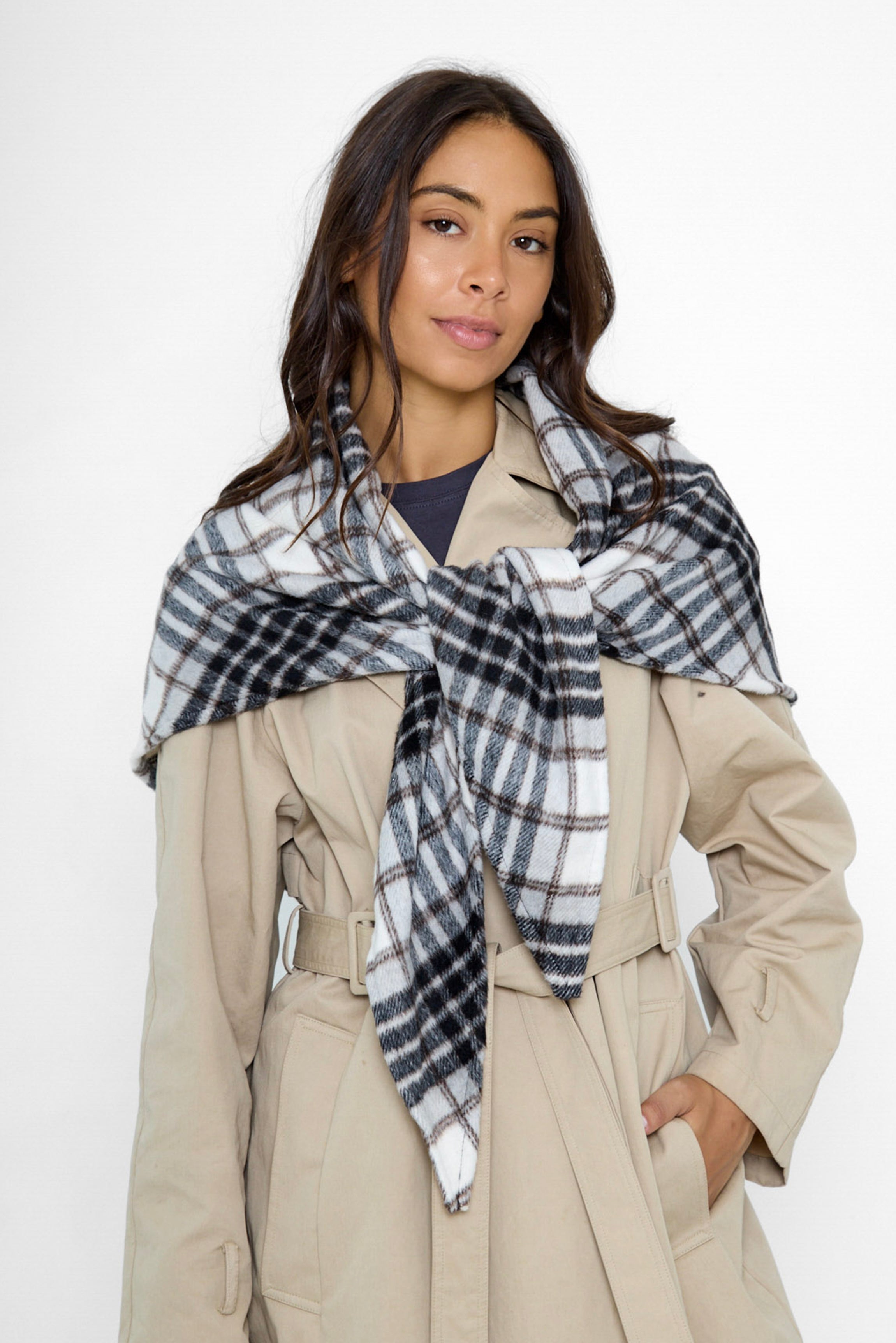Oversized Triangle Scarf in Check - Triangle Scarf - My Accessories London