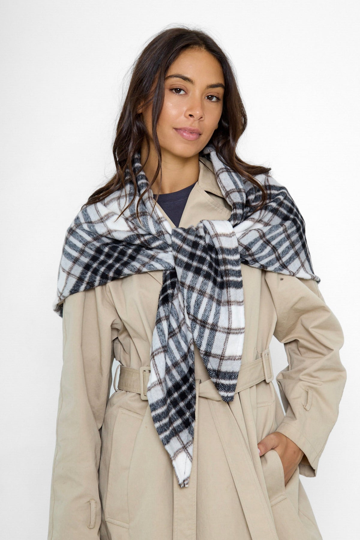 Oversized Triangle Scarf in Check - Triangle Scarf - My Accessories London