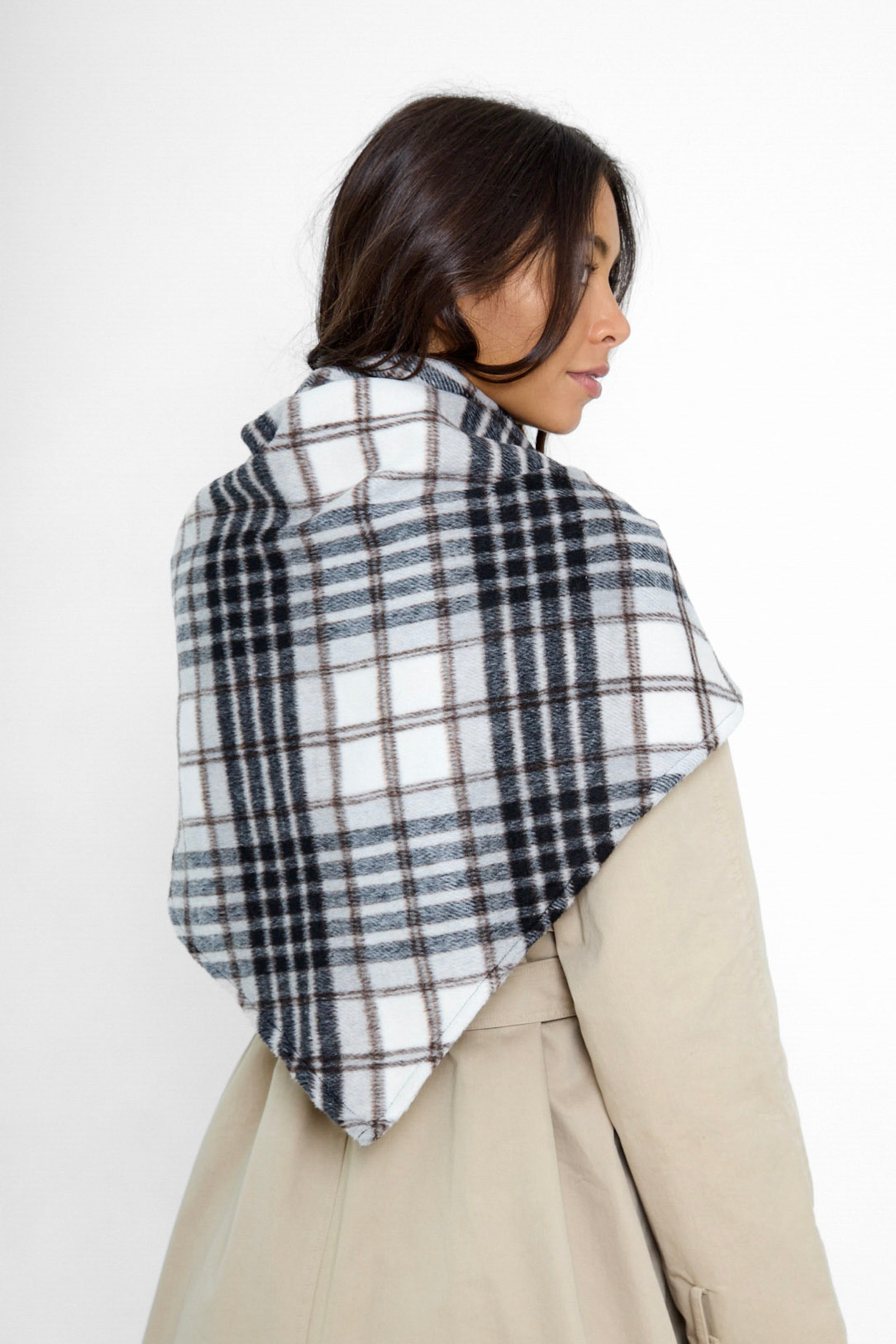 Oversized Triangle Scarf in Check - Triangle Scarf - My Accessories London