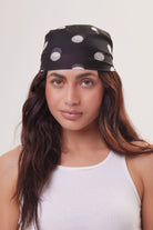 Polka Dot Chiffon Multiway Bandana Head Scarf in Black and Cream - Bandana - My Accessories London