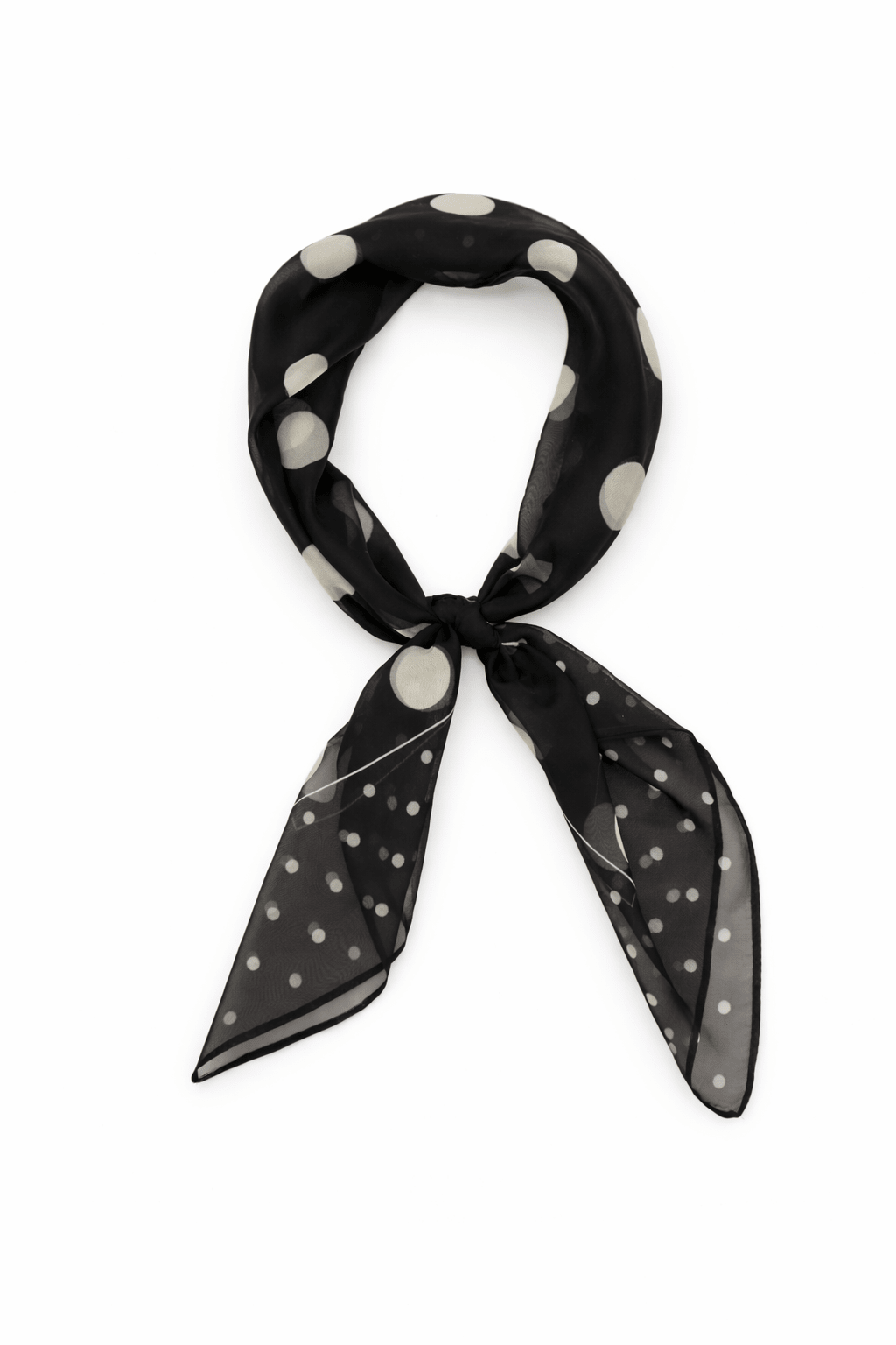 Polka Dot Chiffon Multiway Bandana Head Scarf in Black and Cream - Bandana - My Accessories London