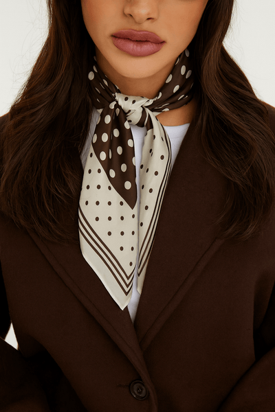 Women's Polka Dot Neck Scarf in Brown and Cream | My Accessories