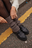 Ribbed Knitted Leg Warmers with Slit in Dusty Grey - Leg Warmers - My Accessories London