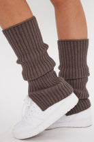Ribbed Knitted Leg Warmers with Slit in Dusty Grey - Leg Warmers - My Accessories London