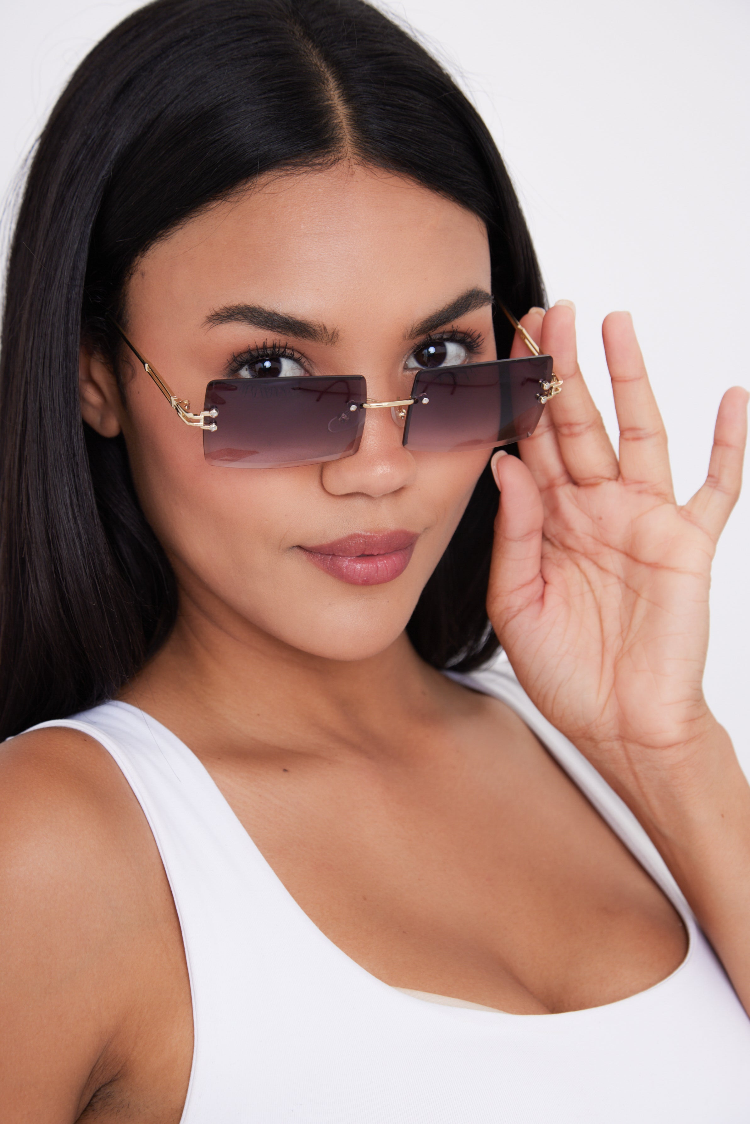 Rimless Sunglasses in Black - Sunglasses - My Accessories London