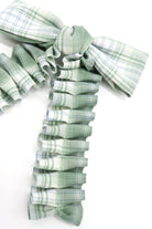 Ruched Check Bow Clip in Green - Hair Clip - My Accessories London