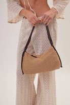 Slouchy Crochet Shoulder Bag in Natural Brown - Shoulder Bag - My Accessories London