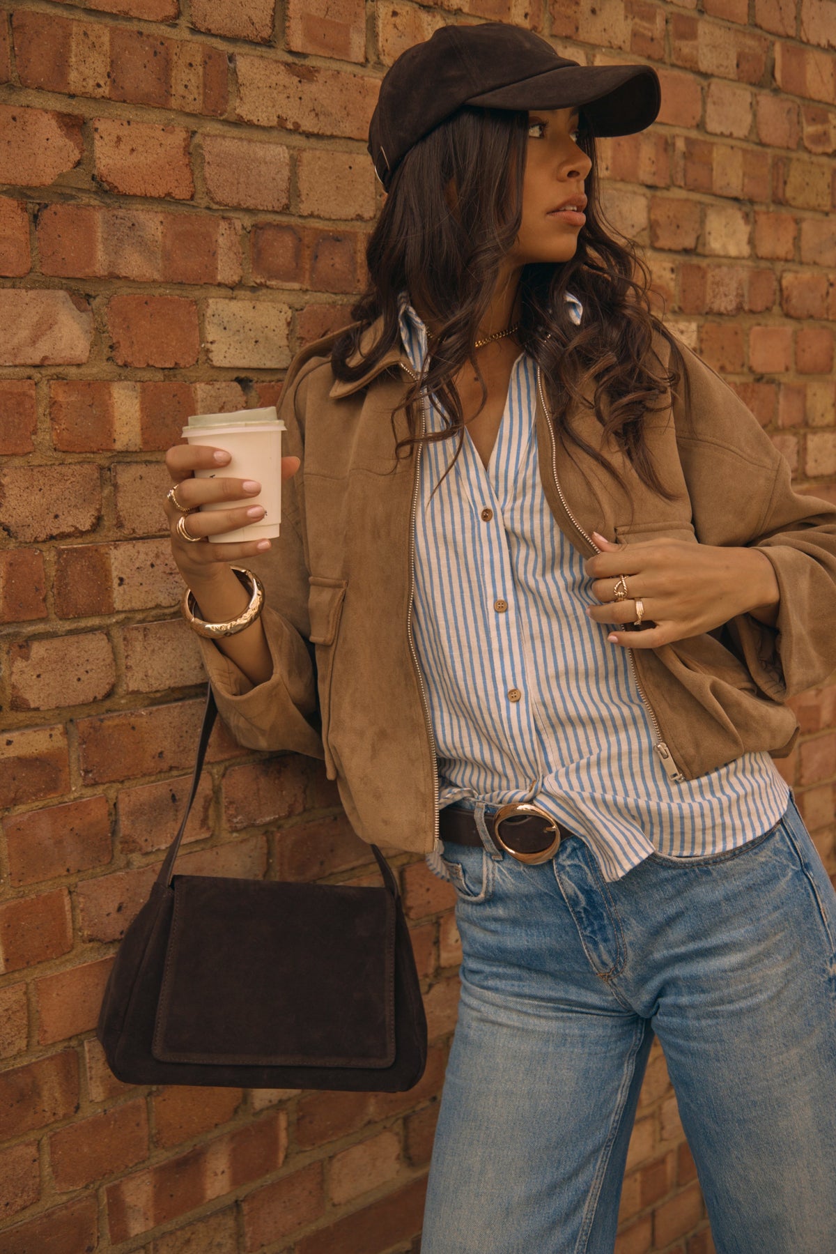 Soft Slouchy Shoulder Bag with Flap Dark Brown Suede - Shoulder Bag - My Accessories London