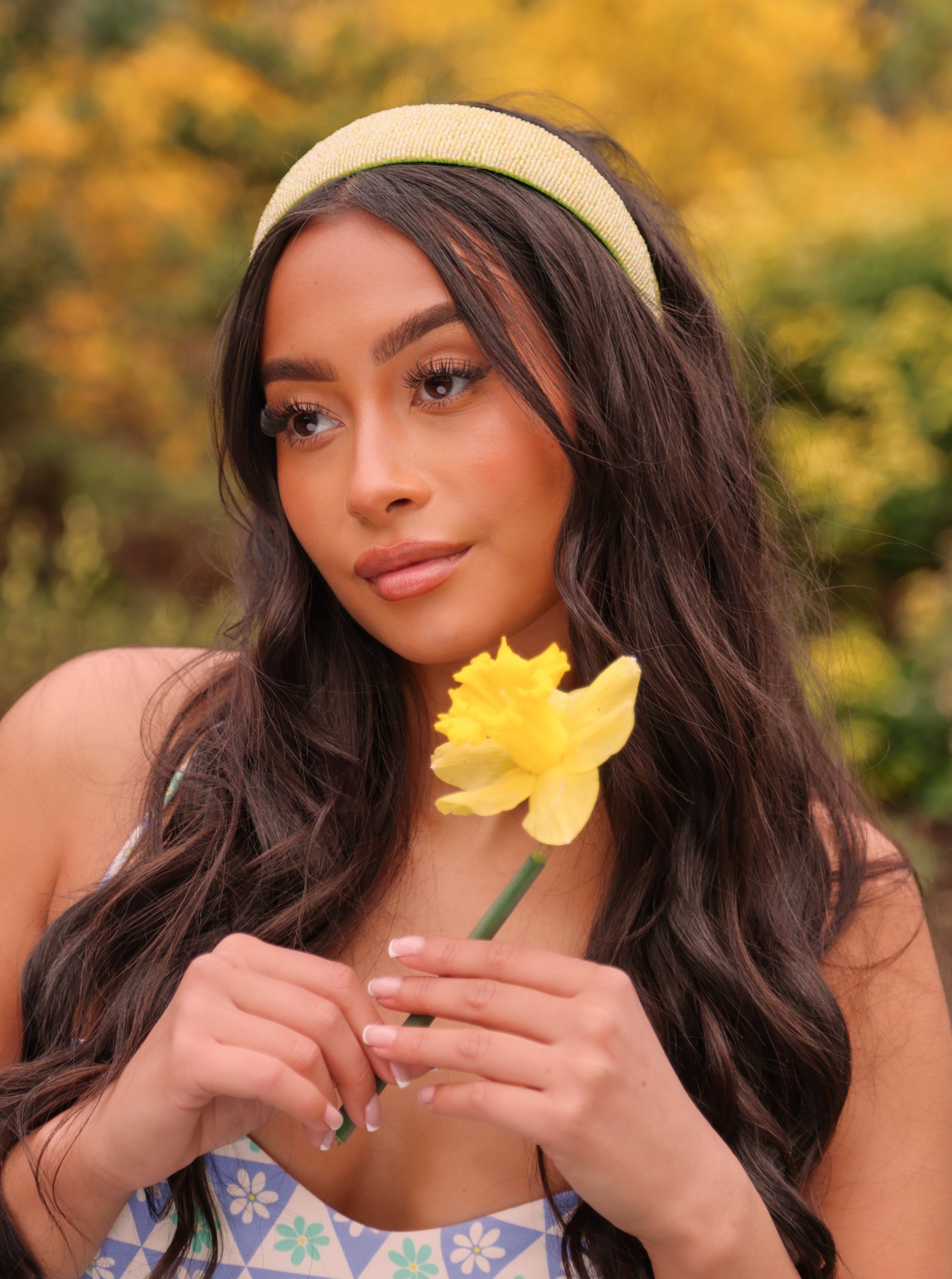Straight Beaded Headband in Lime Green - Headband - My Accessories London