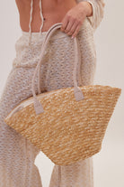 Straw Beach Basket Bag with Suede Handles in Natural - Tote Bag - My Accessories London