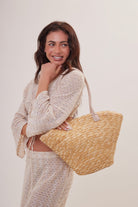 Straw Beach Basket Bag with Suede Handles in Natural - Tote Bag - My Accessories London