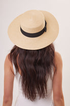 Straw Boater Hat with Black Ribbon Trim - Boater Hat - My Accessories London