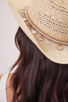 Straw Cowboy Hat in Beige with Shell Trim - Cowboy Hat - My Accessories London