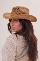 Straw Cowboy Hat in Brown with Gold Coin Trim - Cowboy Hat - My Accessories London