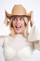 Straw Cowboy Hat in Natural Brown - Cowboy Hat - My Accessories London