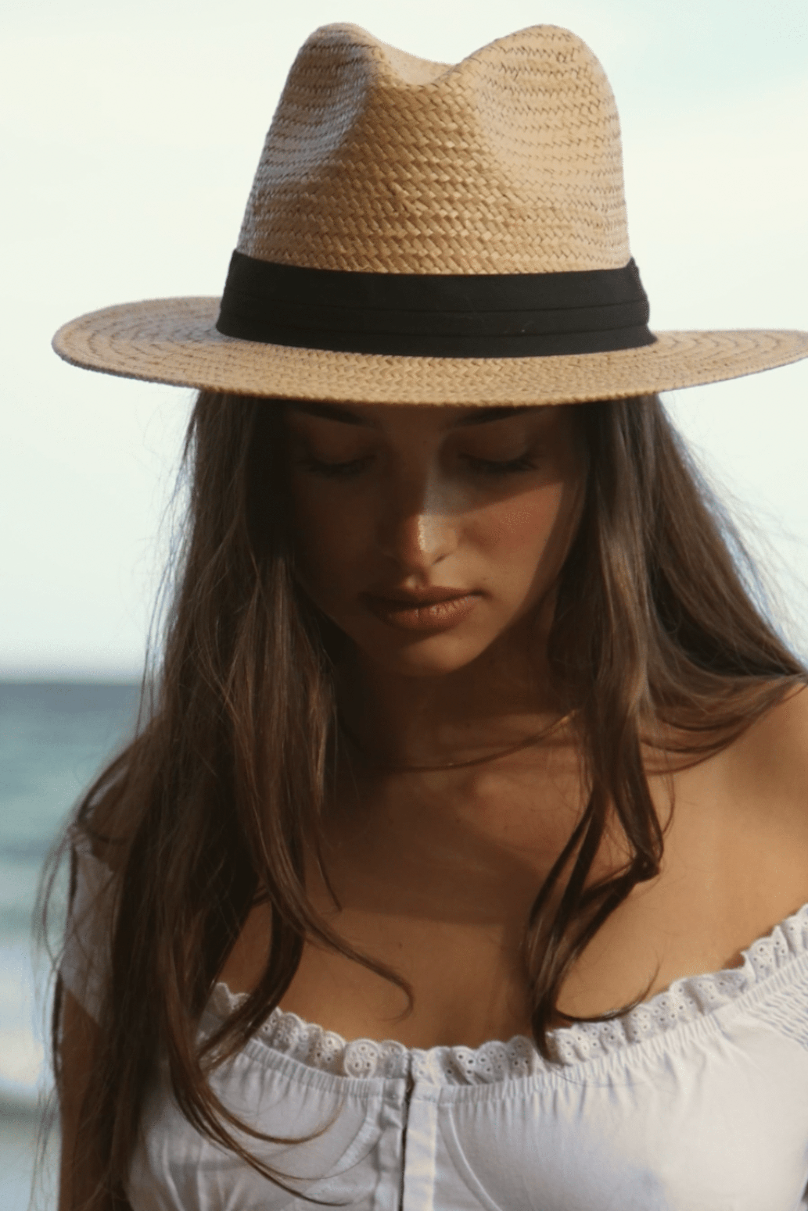 Straw Fedora Panama Hat Natural and Black Trim - Fedora - My Accessories London