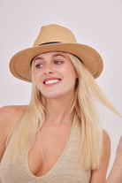 Straw Fedora Panama Hat Natural and Black Trim - Fedora - My Accessories London