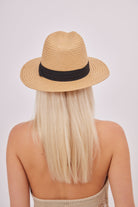 Straw Fedora Panama Hat Natural and Black Trim - Fedora - My Accessories London