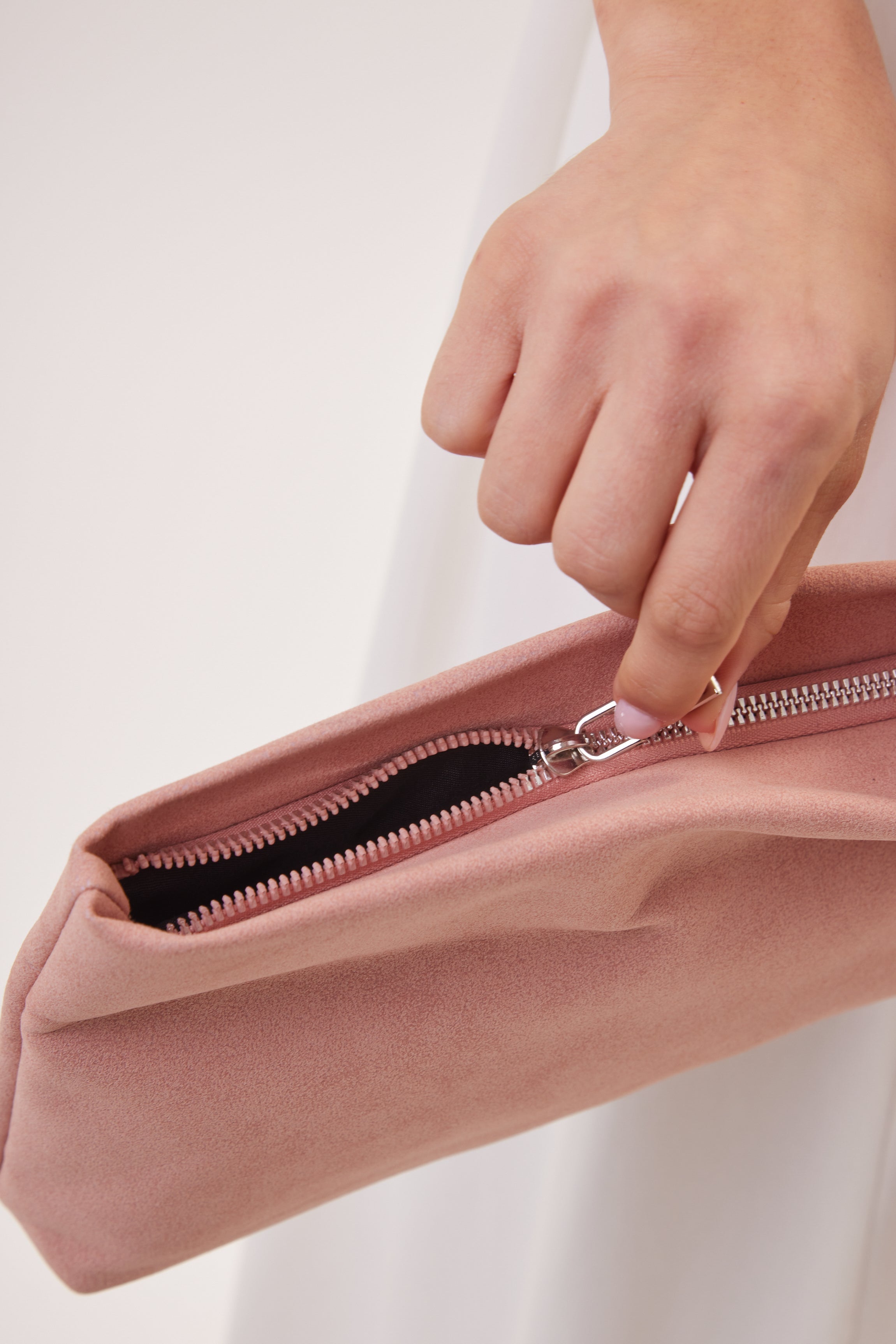 Structured Suede Clutch Bag in Pink - Clutch Bag - My Accessories London