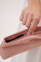 Structured Suede Clutch Bag in Pink - Clutch Bag - My Accessories London