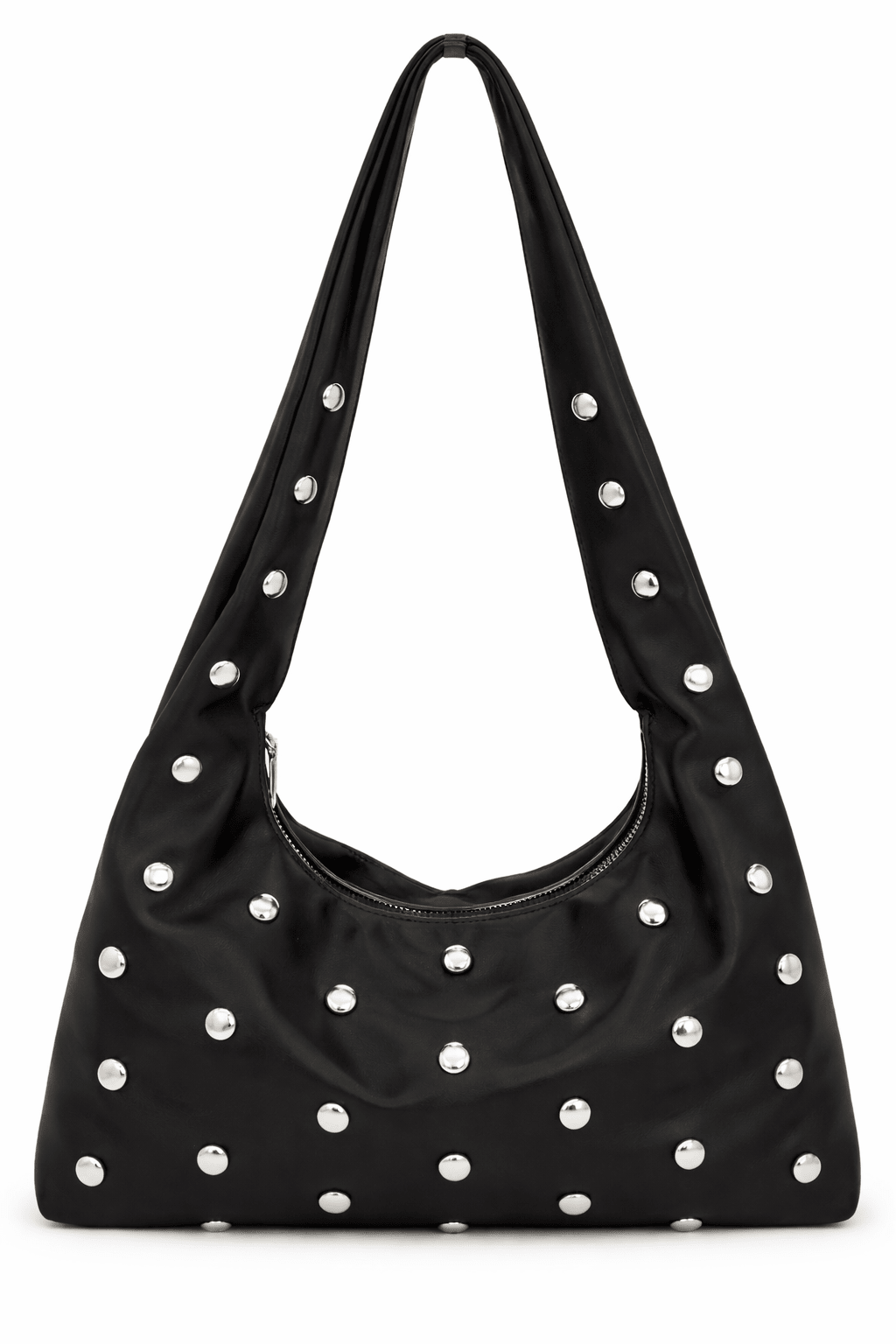Studded Leather Look Shoulder Bag in Black - Shoulder Bag - My Accessories London