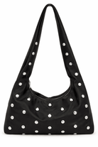 Studded Leather Look Shoulder Bag in Black - Shoulder Bag - My Accessories London