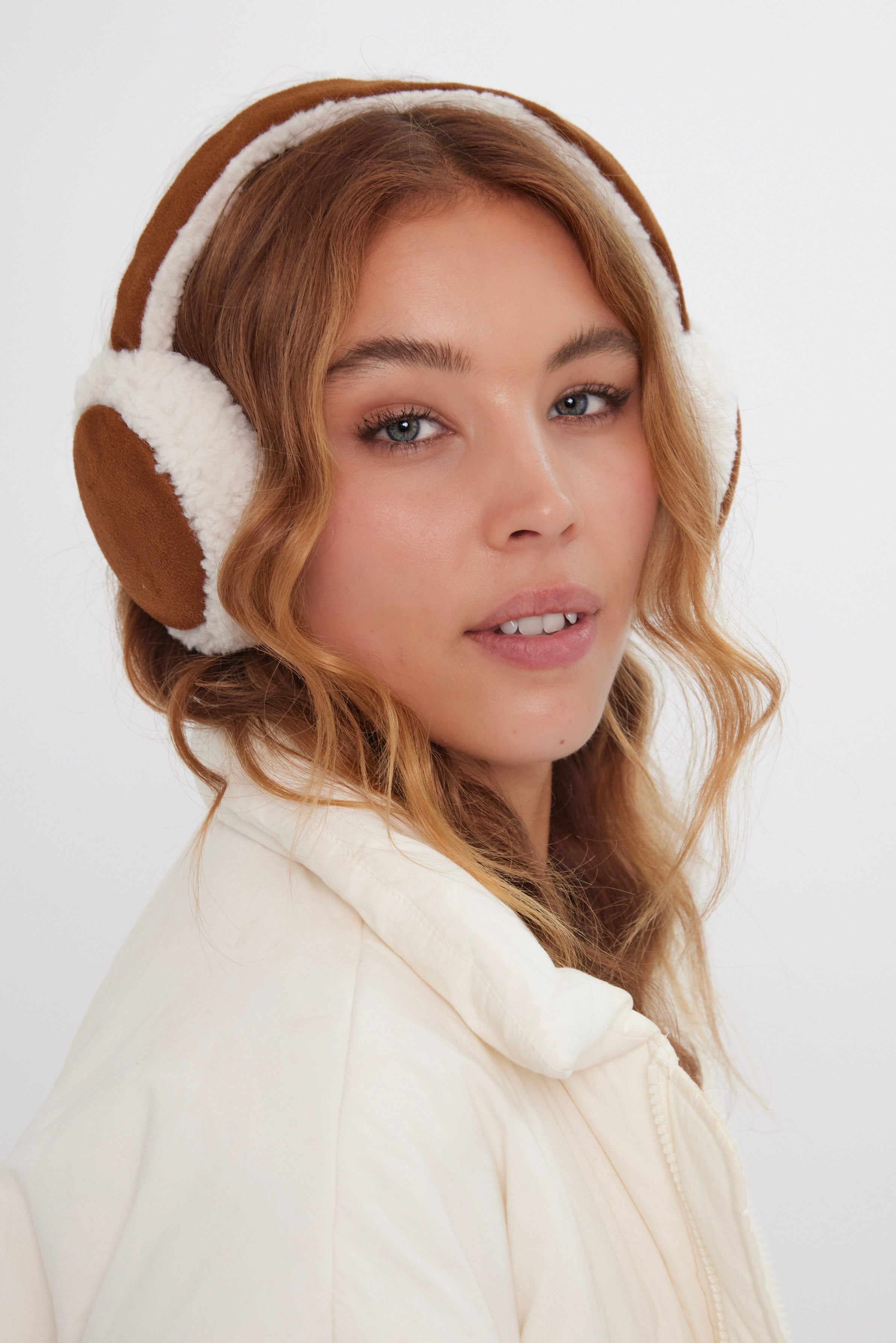 Suede and Borg Earmuffs in Brown - Ear Muffs - My Accessories London