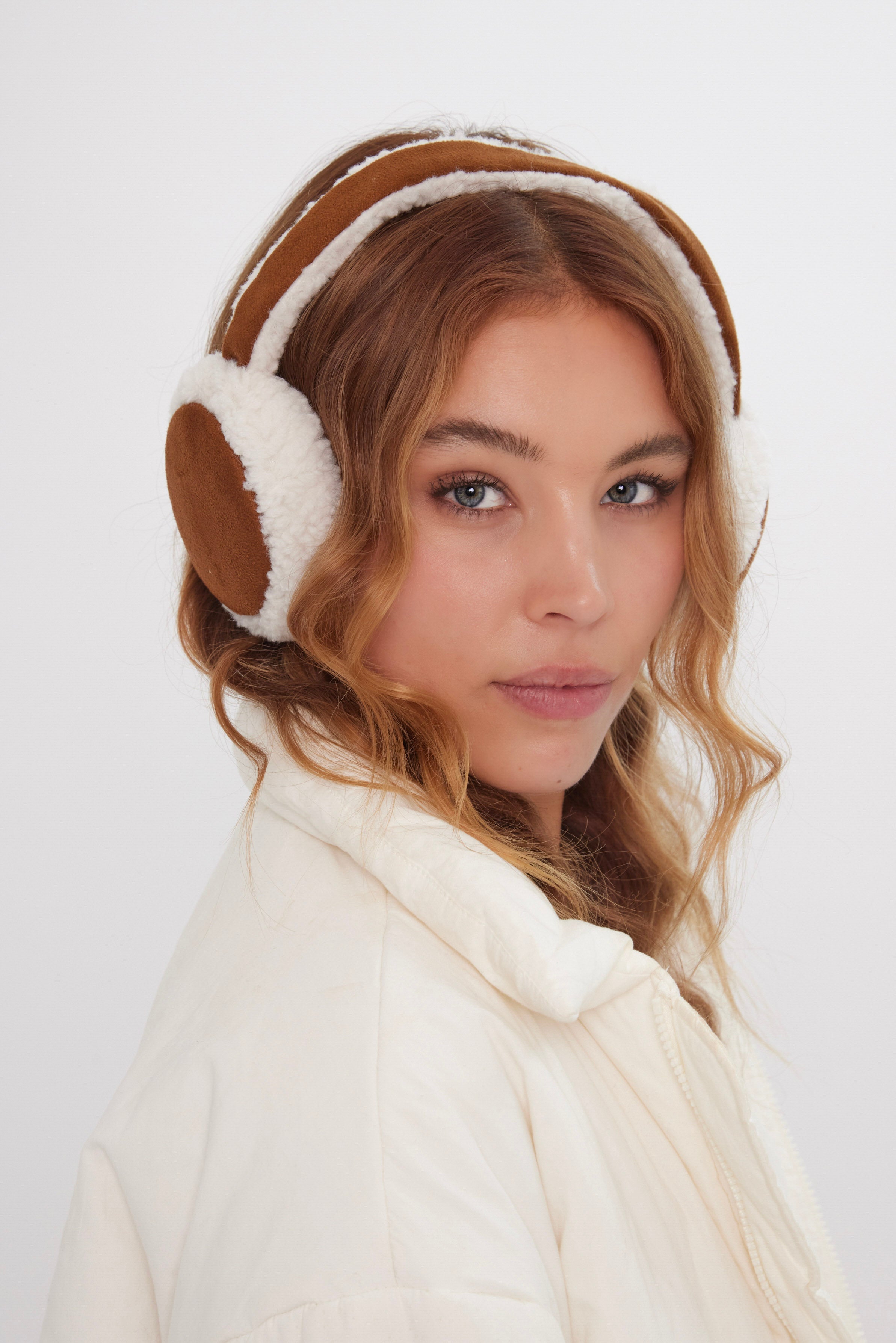 Suede and Borg Earmuffs in Brown - Ear Muffs - My Accessories London