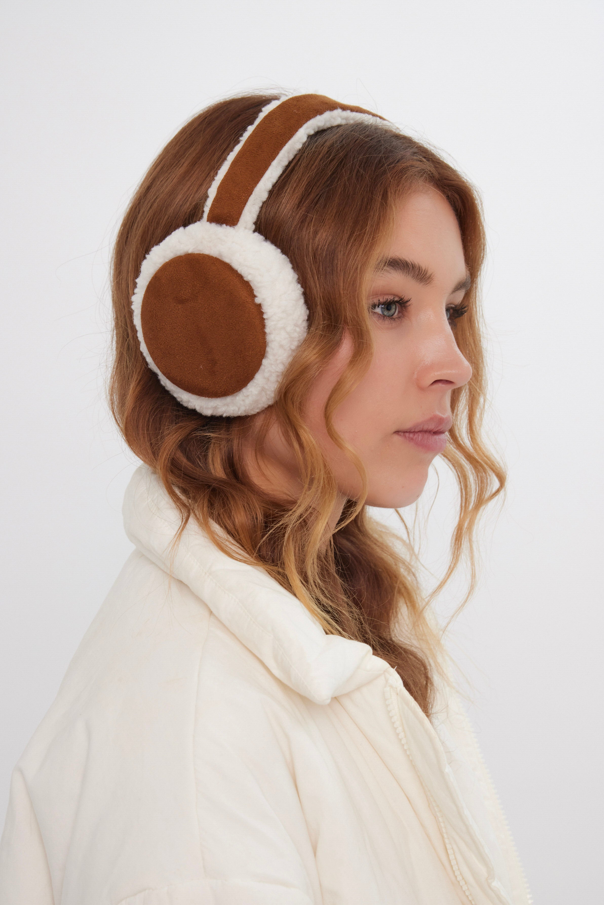Suede and Borg Earmuffs in Brown - Ear Muffs - My Accessories London