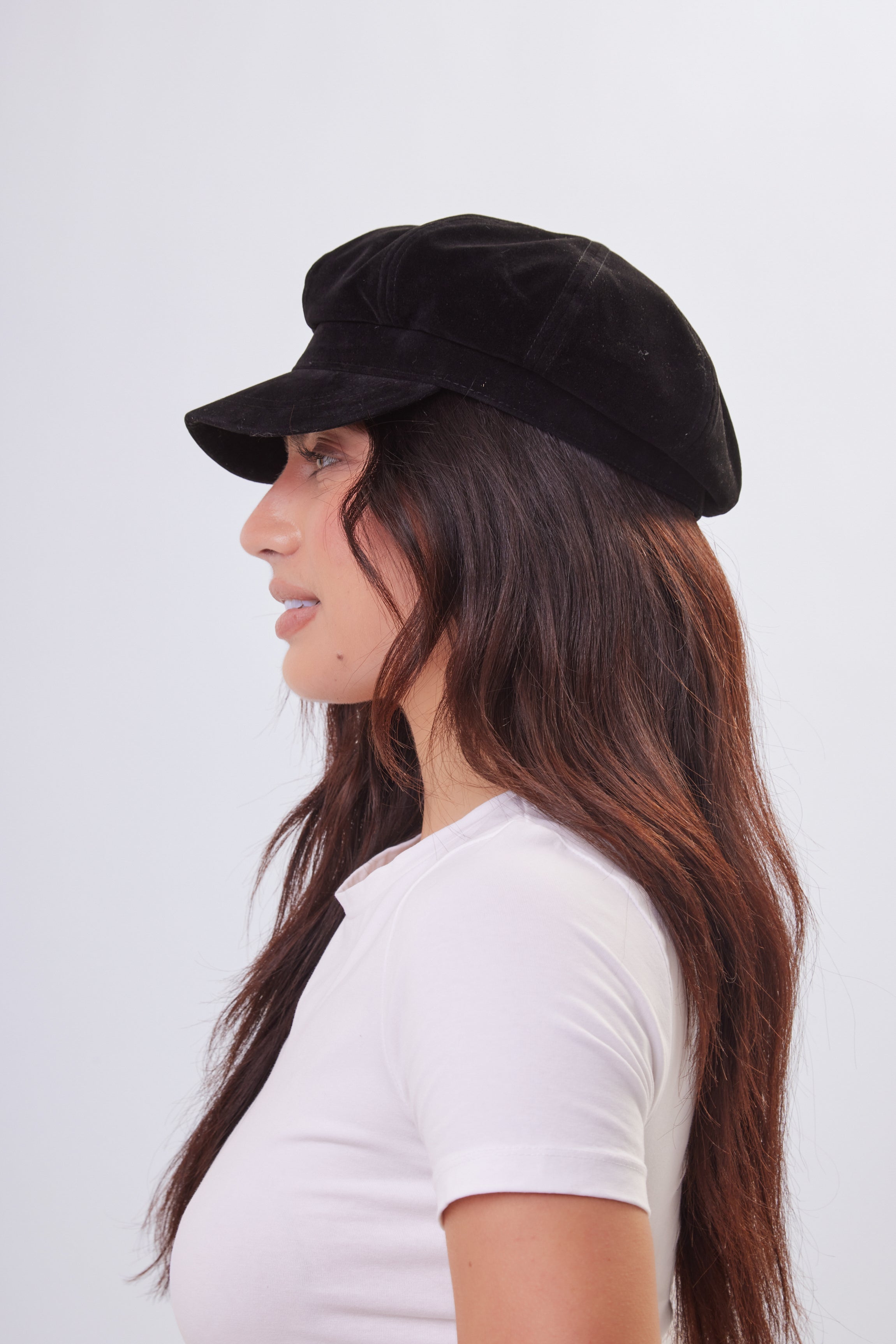 Suede Baker Boy Hat in Black - Baker Boy - My Accessories London