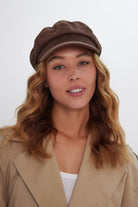 Suede Baker Boy Hat in Brown - Baker Boy - My Accessories London