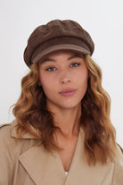 Suede Baker Boy Hat in Brown - Baker Boy - My Accessories London