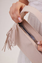 Suede Side Fringed Shoulder Bag in Cream - Shoulder Bag - My Accessories London